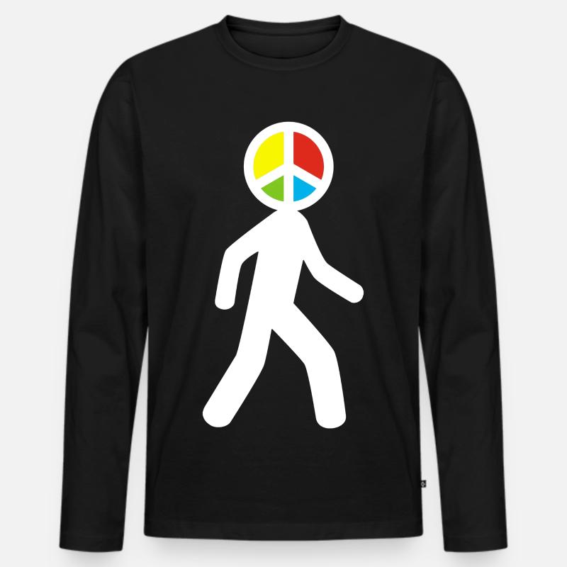 Mann des Friedens (weiß) - Männer Premium Bio Langarmshirt - Schwarz