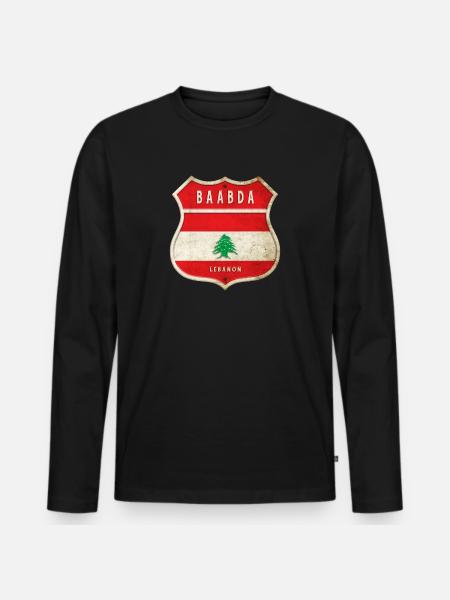 Baabda Libanon Wappen Flaggen Design - Männer Premium Bio Langarmshirt - Schwarz