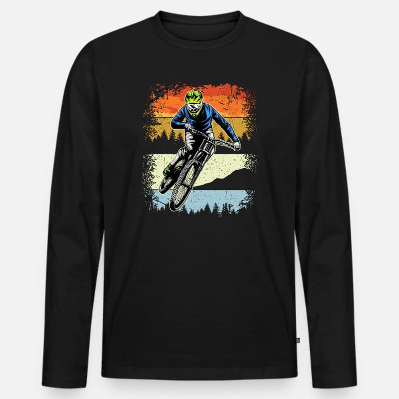 Sunset Trail MTB Fahrer - Männer Premium Bio Langarmshirt - Schwarz