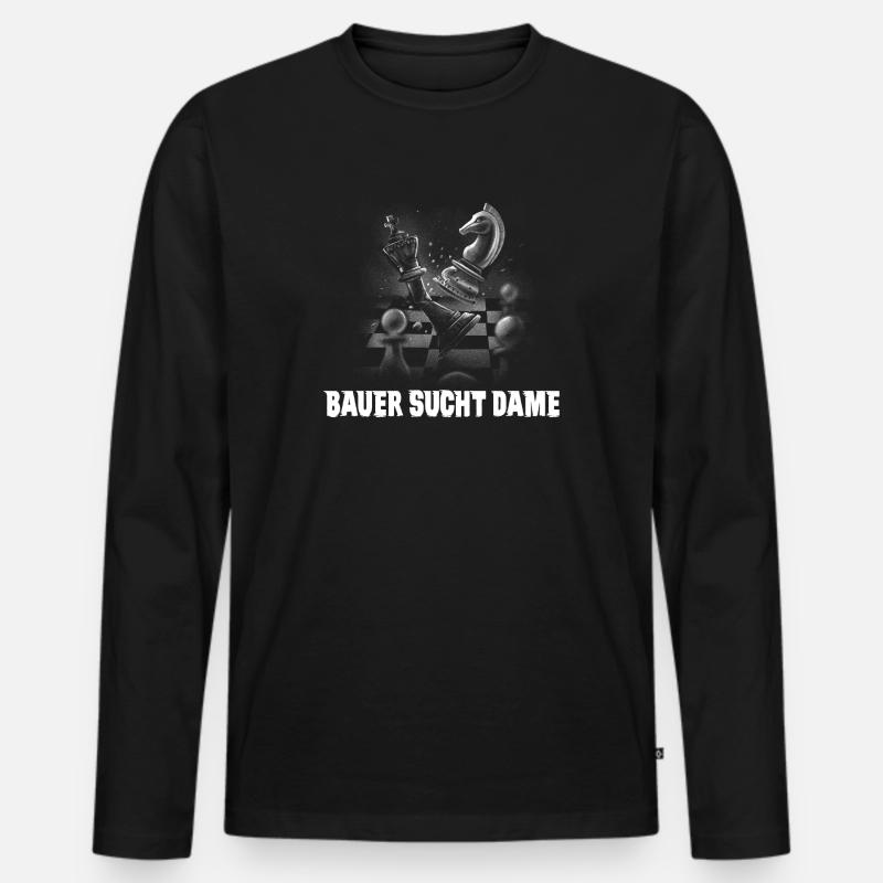 Schach Design - Männer Premium Bio Langarmshirt - Schwarz