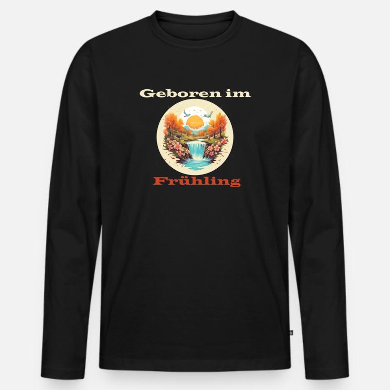 Geboren im Frühling - Männer Premium Bio Langarmshirt - Schwarz