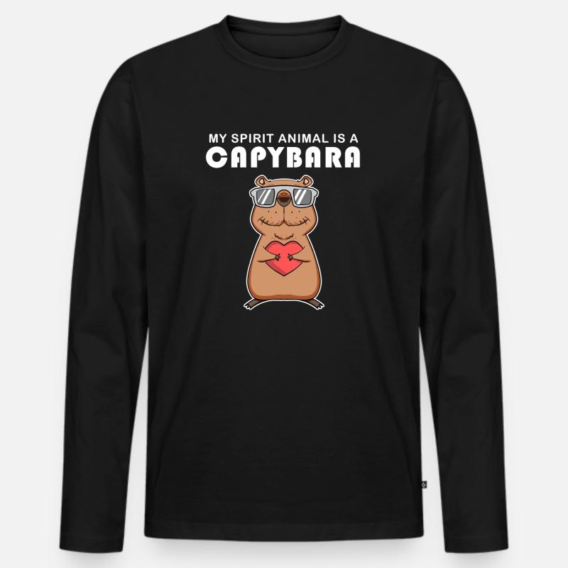 Capybara Wasserschwein Geschenk - Männer Premium Bio Langarmshirt - Schwarz