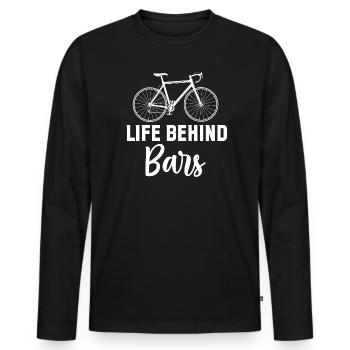 Das Leben hinter Gittern - Männer Premium Bio Langarmshirt - Schwarz - Vorne - Nico (187cm)
