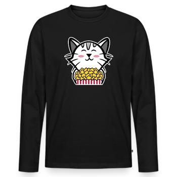 Films Popcorn Cat Streaming Cinéma Night Films - T-shirt manches longues Premium bio Homme - noir - Devant - Nico (187cm)