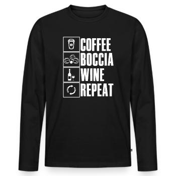 Coffee Boccia Wine Repeat Saying Boccia Player - Men's Premium Organic Long Sleeve Shirt - black - Front - Nico (187cm)