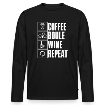 Café Boule Vin Ripeat Dicton pour Bouler - T-shirt manches longues Premium bio Homme - noir - Devant - Nico (187cm)