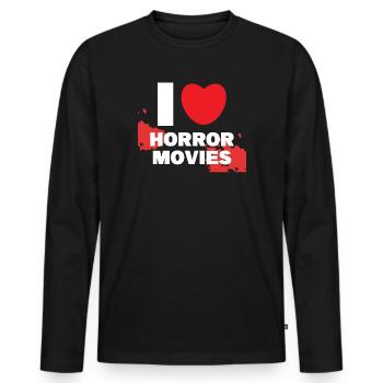 Kino Cineast Ich Liebe Movies Herz Statement Filme - Männer Premium Bio Langarmshirt - Schwarz - Vorne - Nico (187cm)
