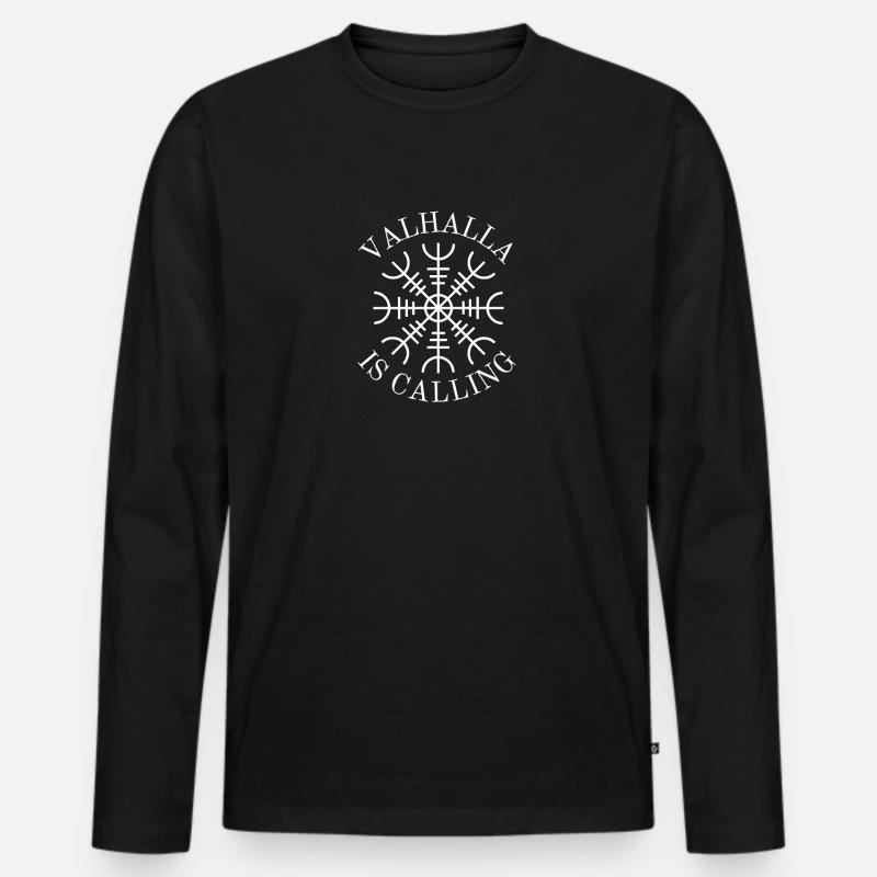 Valhalla Calling Rune Snowflake - Männer Premium Bio Langarmshirt - Schwarz
