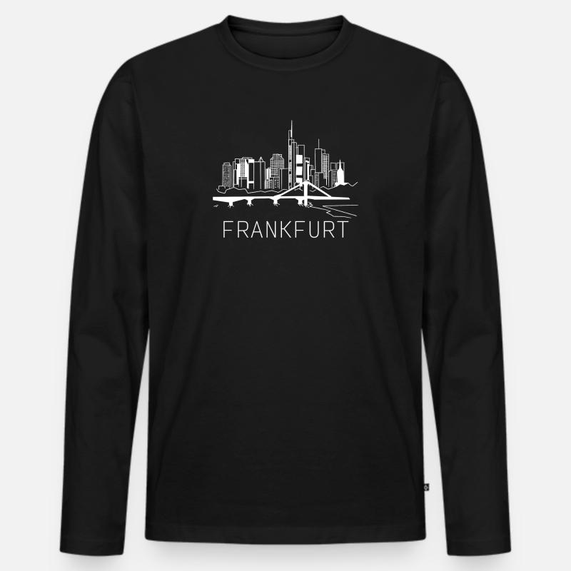 Frankfurt Skyline Design Hessen - Männer Premium Bio Langarmshirt - Schwarz
