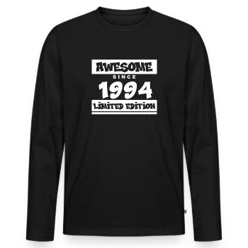 1994 - Jahrgang 1994 - Fantastisch seit 1994 - Männer Premium Bio Langarmshirt - Schwarz - Vorne - Nico (187cm)