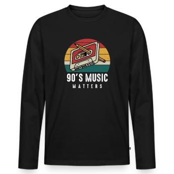 90s Music Matters. Music gift idea, Party Apparel - Men's Premium Organic Long Sleeve Shirt - black - Front - Nico (187cm)