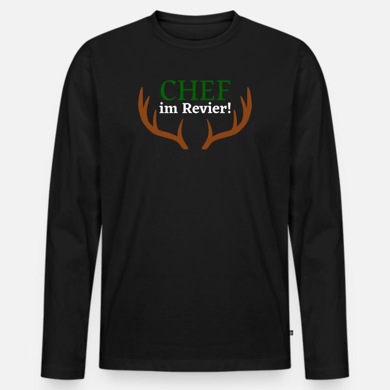 Chef im Revier - Männer Premium Bio Langarmshirt - Schwarz