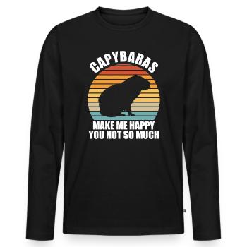 Capybara Zootier Design - Männer Premium Bio Langarmshirt - Schwarz - Vorne - Nico (187cm)
