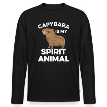 Capybara Zootier Design - Männer Premium Bio Langarmshirt - Schwarz - Vorne - Nico (187cm)
