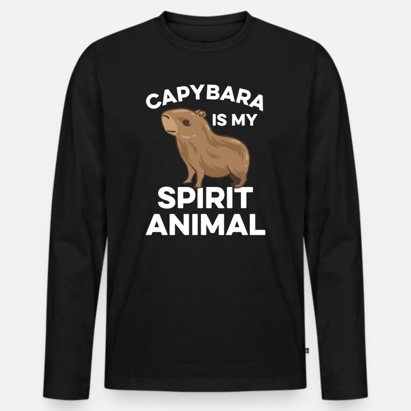 Capybara Zootier Design - Männer Premium Bio Langarmshirt - Schwarz