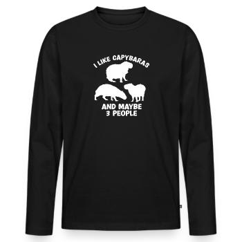 Capybara Zootier Design - Männer Premium Bio Langarmshirt - Schwarz - Vorne - Nico (187cm)