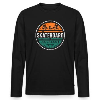 Skatebadge Venice Beach California Retro - Männer Premium Bio Langarmshirt - Schwarz - Vorne - Nico (187cm)