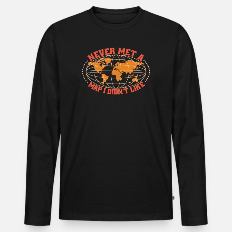 Kartografie Design - Männer Premium Bio Langarmshirt - Schwarz