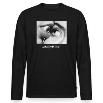 Augenkontakt Schwarzweiß - Männer Premium Bio Langarmshirt - Schwarz - Vorne - Nico (187cm)