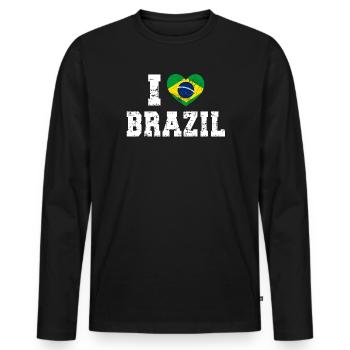 Brésil - T-shirt manches longues Premium bio Homme - noir - Devant - Nico (187cm)