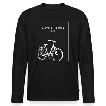 Bicycle Silhouette on Black - Men's Premium Organic Long Sleeve Shirt - black - Front - Nico (187cm)