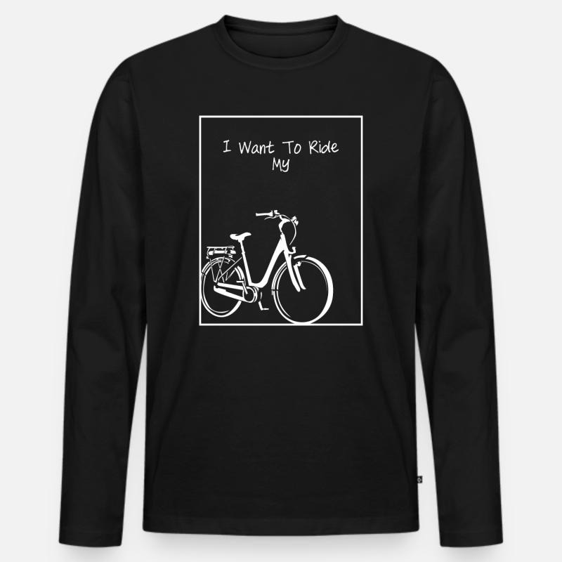 Fahrrad-Silhouette auf Schwarz - Männer Premium Bio Langarmshirt - Schwarz