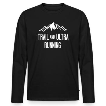 Trail- und Ultraläufe - Männer Premium Bio Langarmshirt - Schwarz - Vorne - Nico (187cm)