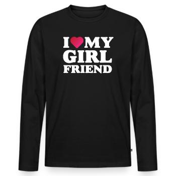 Ich liebe meine Freundin - Männer Premium Bio Langarmshirt - Schwarz - Vorne - Nico (187cm)