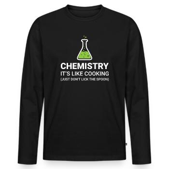 Chemistry, it's like cooking - Men's Premium Organic Long Sleeve Shirt - black - Front - Nico (187cm)