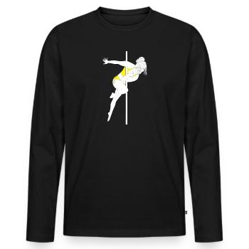 Pole Fitness Gelb Bikini Silhouette - Männer Premium Bio Langarmshirt - Schwarz - Vorne - Nico (187cm)