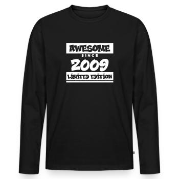 2009 - Jahrgang 2009 - Fantastisch seit 2009 - Männer Premium Bio Langarmshirt - Schwarz - Vorne - Nico (187cm)