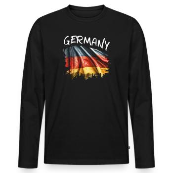 Deutschland Flagge Heimatliebe National - Männer Premium Bio Langarmshirt - Schwarz - Vorne - Nico (187cm)