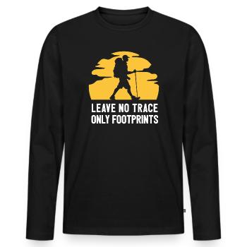 Hiking - Leave No Trace, Only Footprints - Men's Premium Organic Long Sleeve Shirt - black - Front - Nico (187cm)