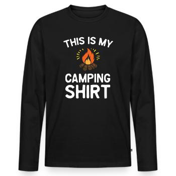 Ceci est ma chemise de camping - T-shirt manches longues Premium bio Homme - noir - Devant - Nico (187cm)