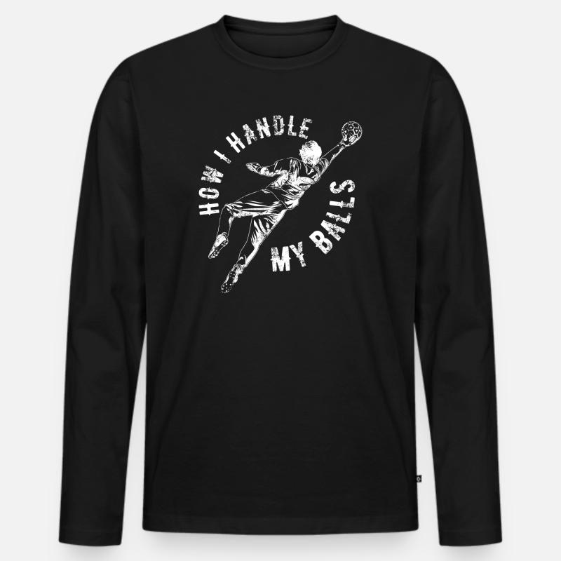 Torwart Witz - Männer Premium Bio Langarmshirt - Schwarz