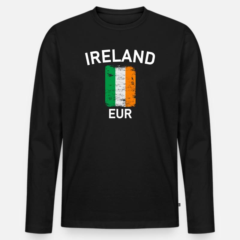 Irland-Flagge - Männer Premium Bio Langarmshirt - Schwarz