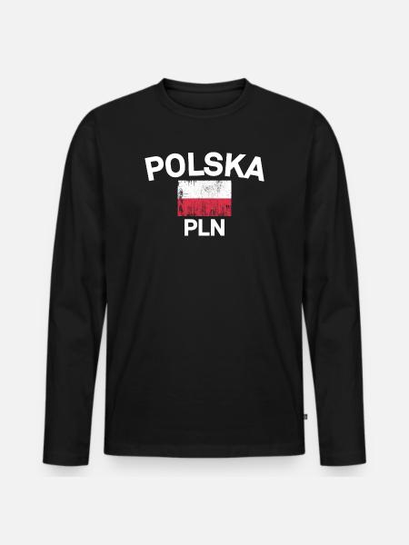Polska Flag PLN Emblem - Men's Premium Organic Long Sleeve Shirt - black