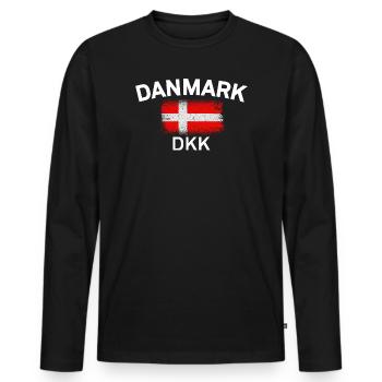 Danish Flag Grunge Nordic Pride - Men's Premium Organic Long Sleeve Shirt - black - Front - Nico (187cm)