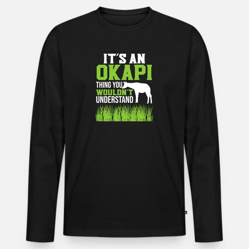 Okapi Zooabenteuer - Männer Premium Bio Langarmshirt - Schwarz