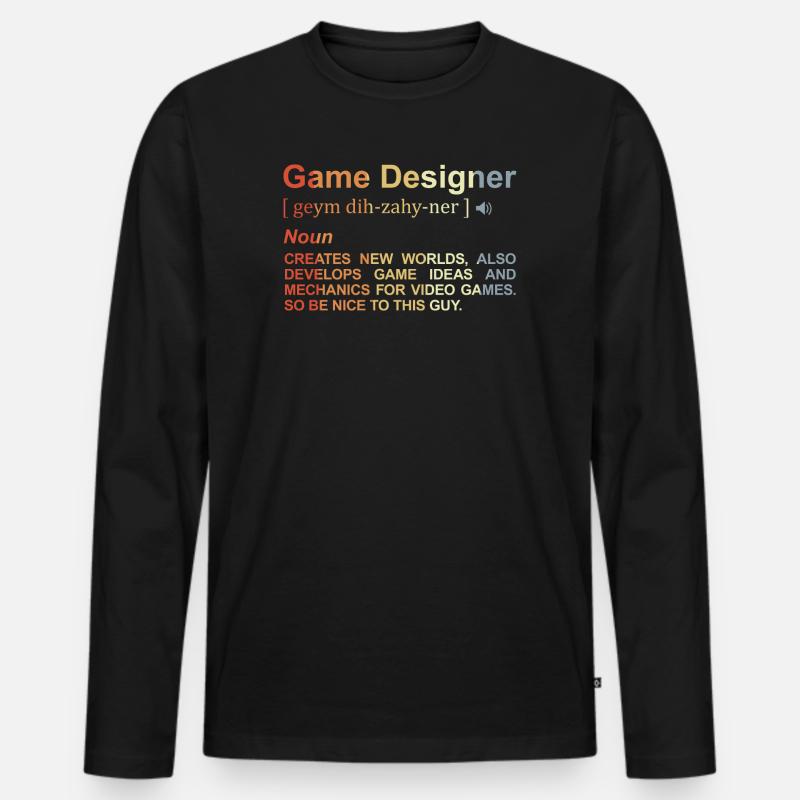 Game Designer Definition - Männer Premium Bio Langarmshirt - Schwarz