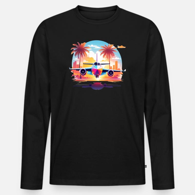 Miami Urlaub - Männer Premium Bio Langarmshirt - Schwarz