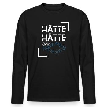 Hätte Hätte Fahrradkette - Männer Premium Bio Langarmshirt - Schwarz - Vorne - Nico (187cm)