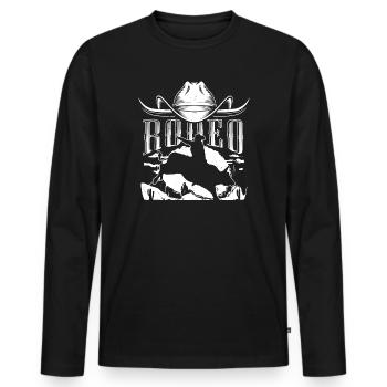 Rodeo Silhouette Bull Rider - Men's Premium Organic Long Sleeve Shirt - black - Front - Nico (187cm)