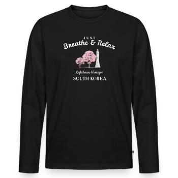Südkorea, Relax, Leuchtturm Halbinsel Homigot - Männer Premium Bio Langarmshirt - Schwarz - Vorne - Nico (187cm)