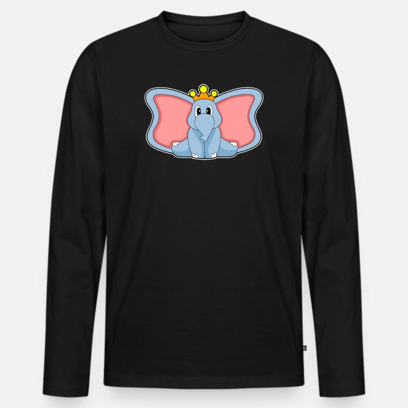 Elefant Krone - Männer Premium Bio Langarmshirt - Schwarz