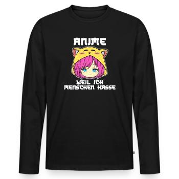 Trickfilm Comic Anime Manga Statement Zeichentrick - Männer Premium Bio Langarmshirt - Schwarz - Vorne - Nico (187cm)