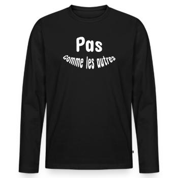 Pas comme les autres - T-shirt manches longues Premium bio Homme - noir - Devant - Nico (187cm)