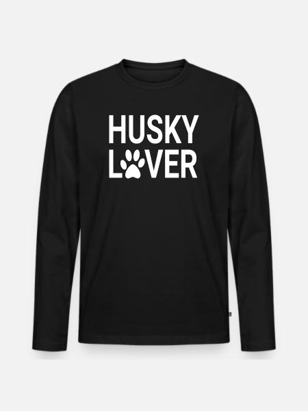 Husky-Liebhaber, Husky-Mütter, Husky-Väter - Männer Premium Bio Langarmshirt - Schwarz