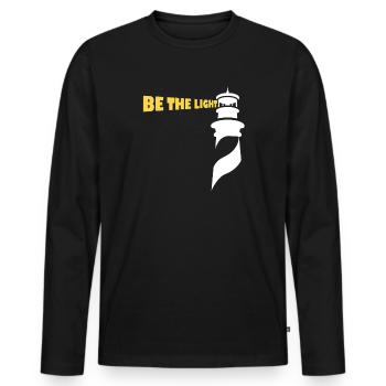 Be the Light - Männer Premium Bio Langarmshirt - Schwarz - Vorne - Nico (187cm)
