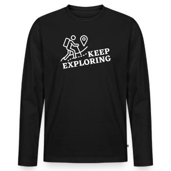 Keep Exploring - Men's Premium Organic Long Sleeve Shirt - black - Front - Nico (187cm)